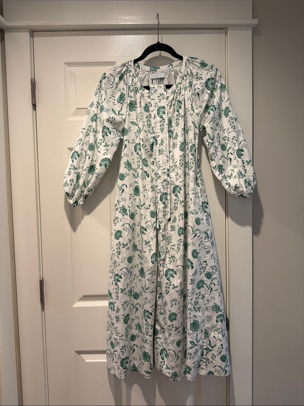 Lake brunch dress white  and Green Floral Midi Dress